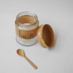 premium glass spice jar with matching spoon
