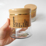 premium glass spice jar with matching spoon