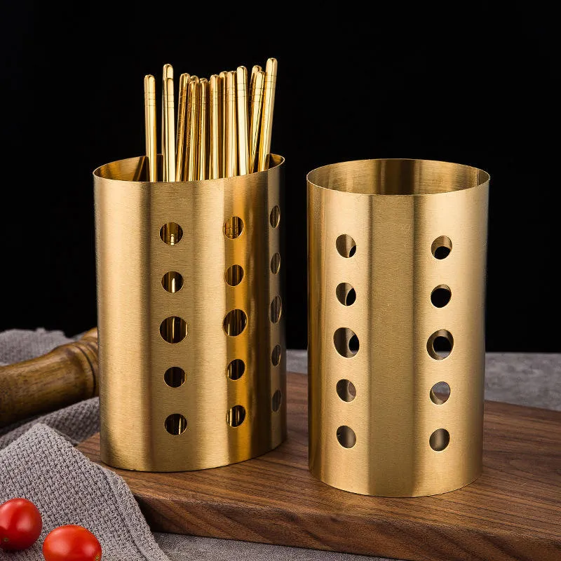 gold stainless steel chopstick holder utensil drying