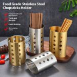 gold stainless steel chopstick holder utensil drying