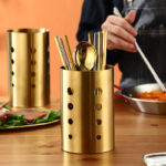 gold stainless steel chopstick holder utensil drying