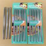 premium stainless steel reusable non slip chopsticks set