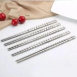 premium stainless steel reusable non slip chopsticks set
