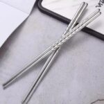 premium stainless steel reusable non slip chopsticks set