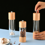 premium wooden salt and pepper grinder set