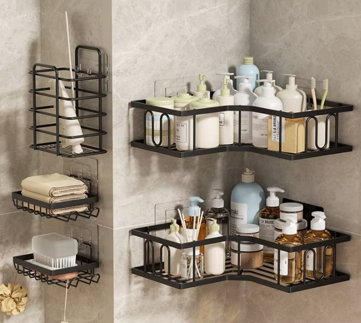 adhesive matte black bathroom shower caddy & organizer set adhesive matte black bathroom shower caddy & organizer set