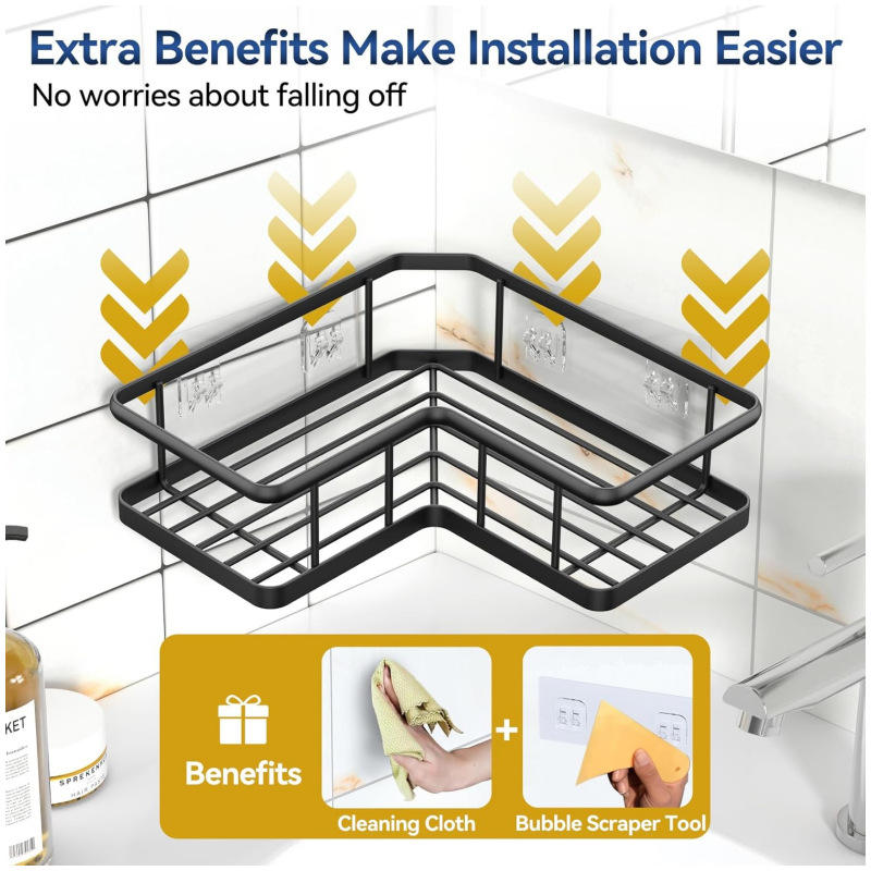 adhesive matte black bathroom shower caddy & organizer set adhesive matte black bathroom shower caddy & organizer set