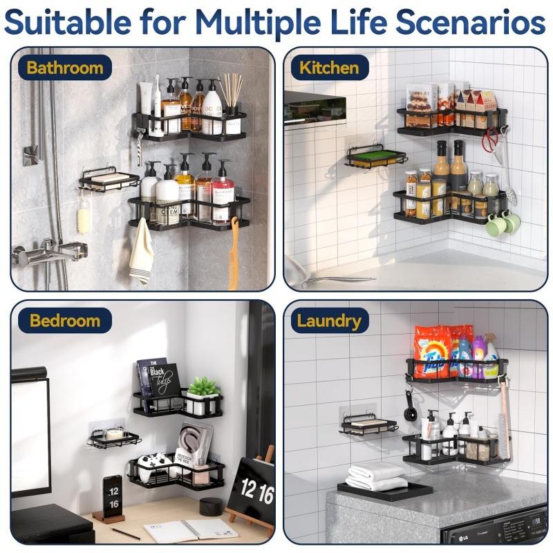 adhesive matte black bathroom shower caddy & organizer set adhesive matte black bathroom shower caddy & organizer set