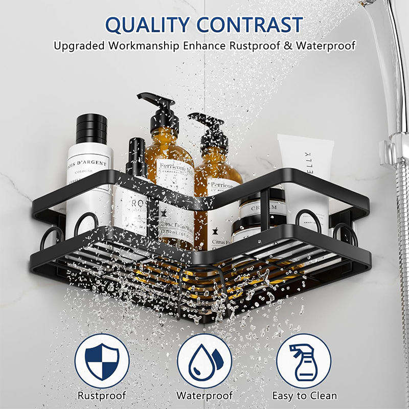 adhesive matte black bathroom shower caddy & organizer set adhesive matte black bathroom shower caddy & organizer set