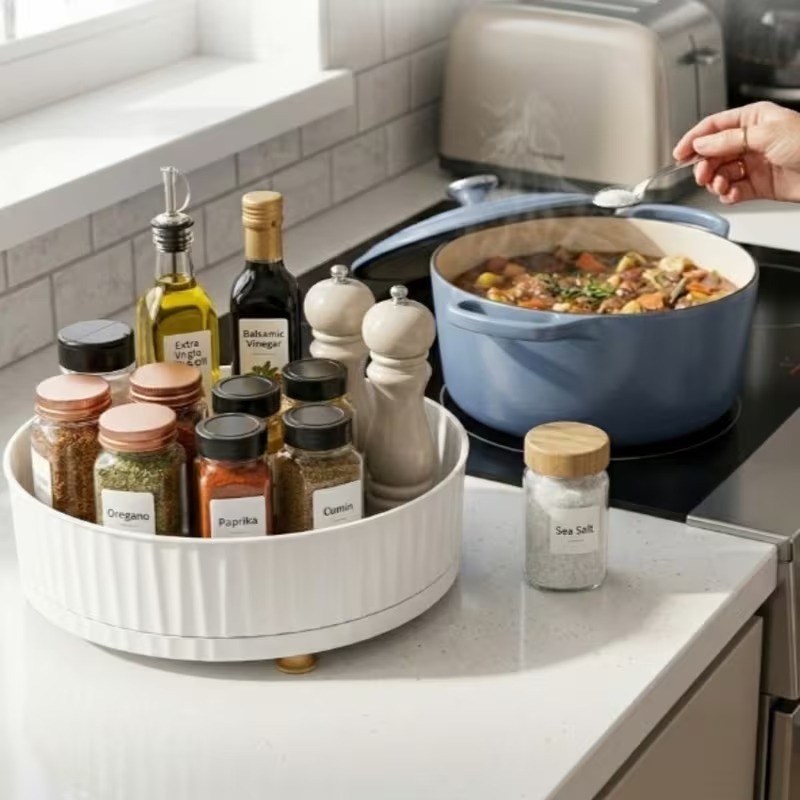 Premium Rotating Kitchen Spice Rack Lazy Susan Organizer