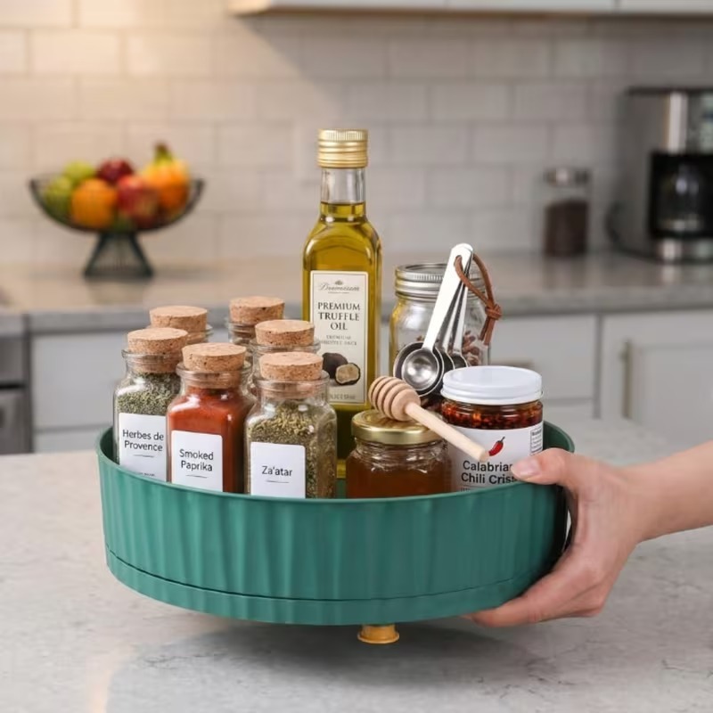 Premium Rotating Kitchen Spice Rack Lazy Susan Organizer