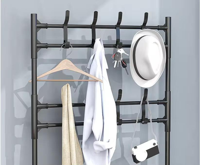 Industrial Entryway Coat Rack With 5 Layer Shoe Rack