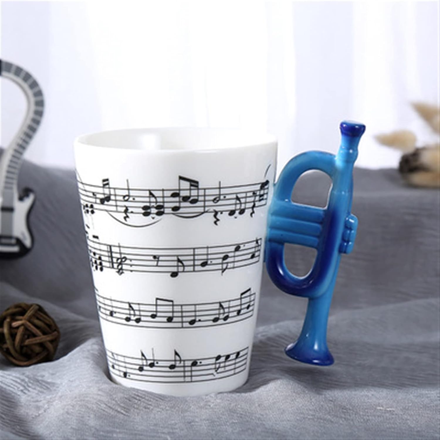 Creative Ceramic Guitar Handle Music Note Coffee Mug