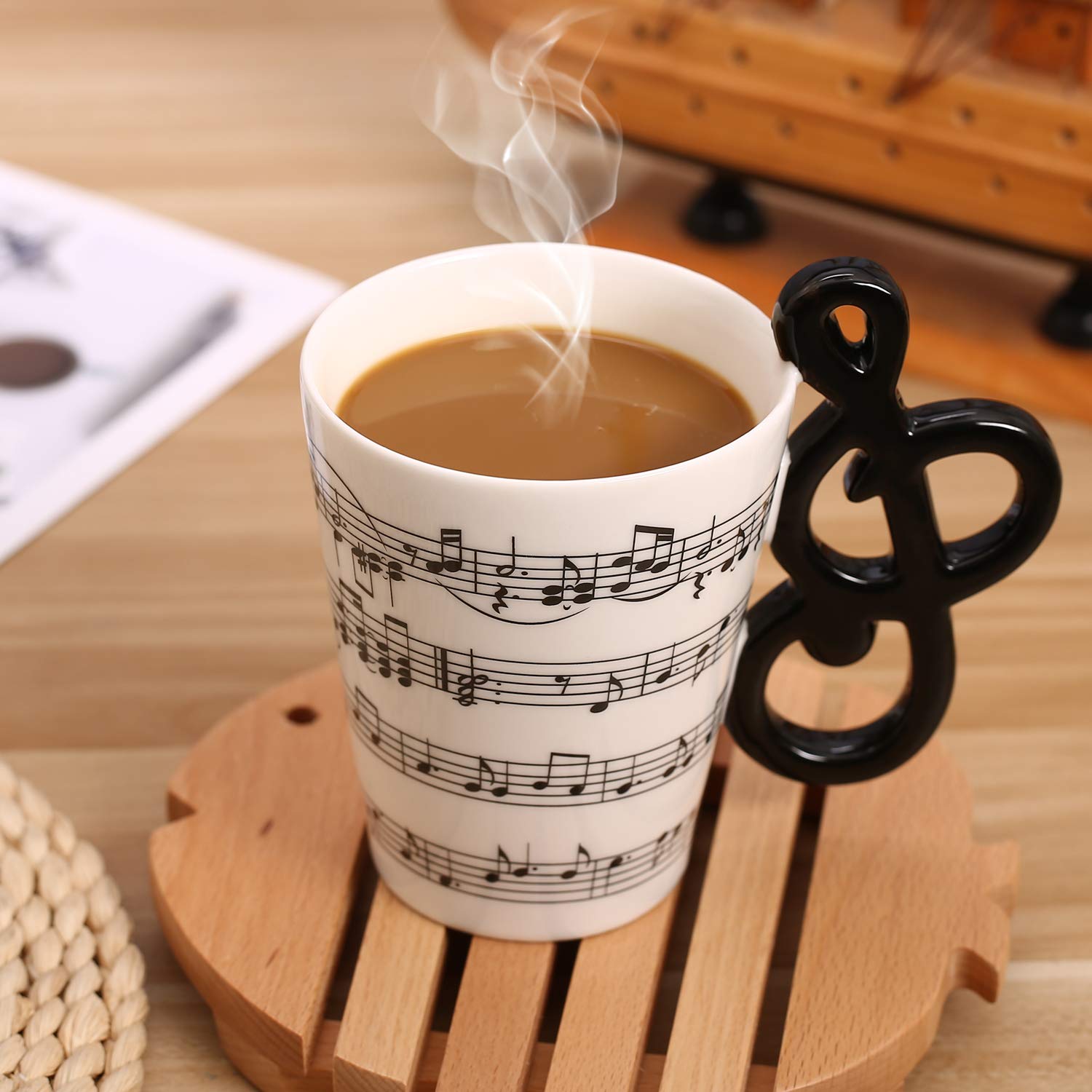Creative Ceramic Guitar Handle Music Note Coffee Mug