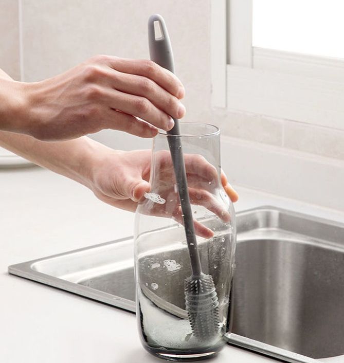 Long Handle Silicone Water Bottle Cleaning Brush Set