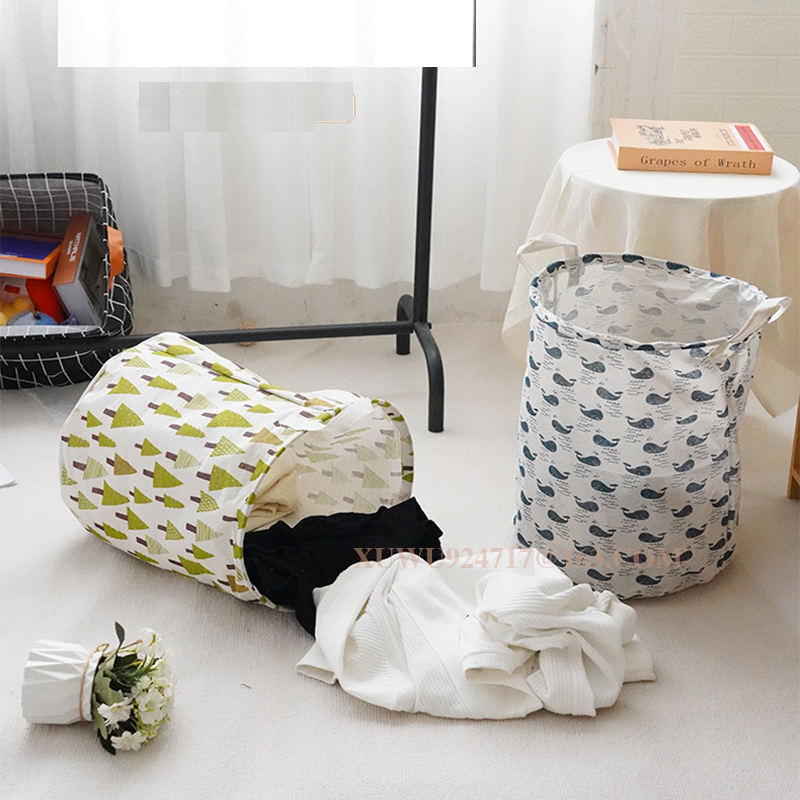 Collapsible Plaid Fabric Laundry Hamper Clothes Storage Basket