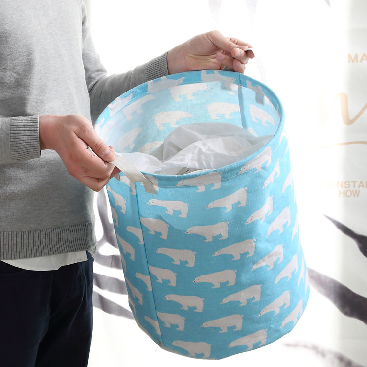 Collapsible Plaid Fabric Laundry Hamper Clothes Storage Basket