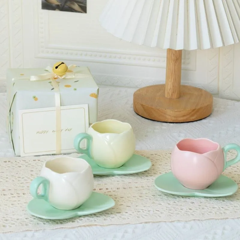 Elegant Tulip Ceramic Teapot And Tea Cup