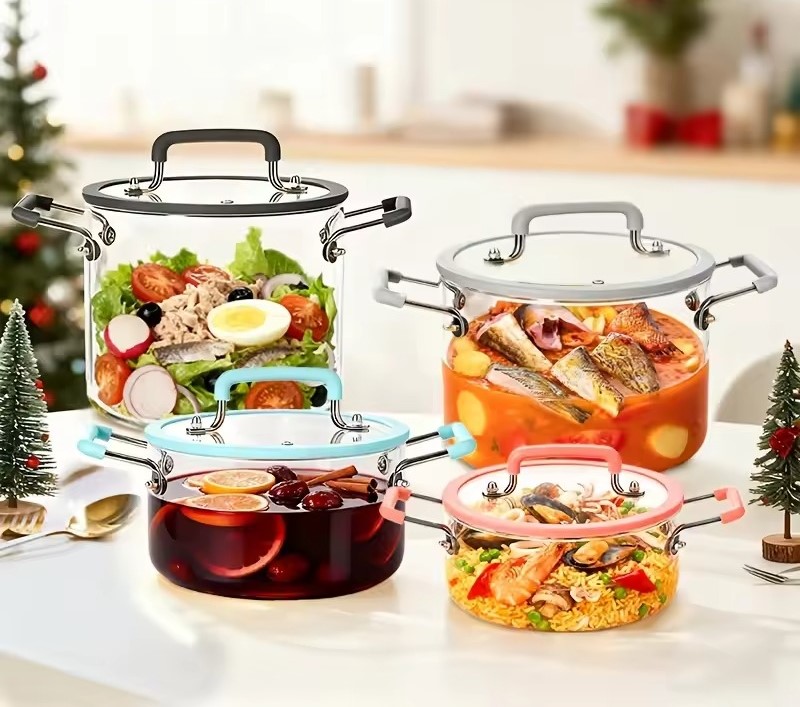 Premium 1 Piece Borosilicate Glass Cooking Pots Set