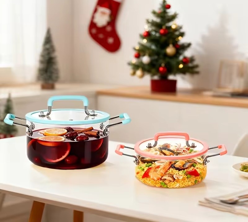 Premium 1 Piece Borosilicate Glass Cooking Pots Set