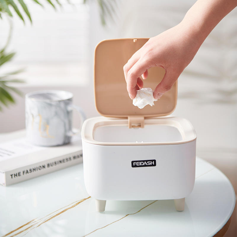 Mini Desktop Trash Can with Press Top Lid