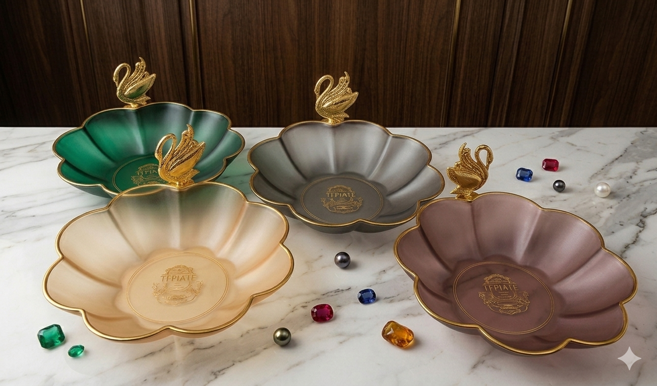 Elegant Glass Swan Handle Decorative Fruit Candy Bowl