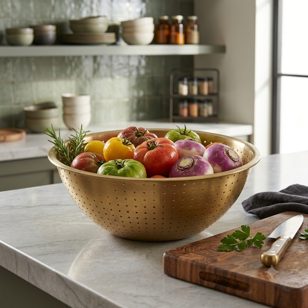 Luxury Gold Stainless Steel Perforated Colander Bowl