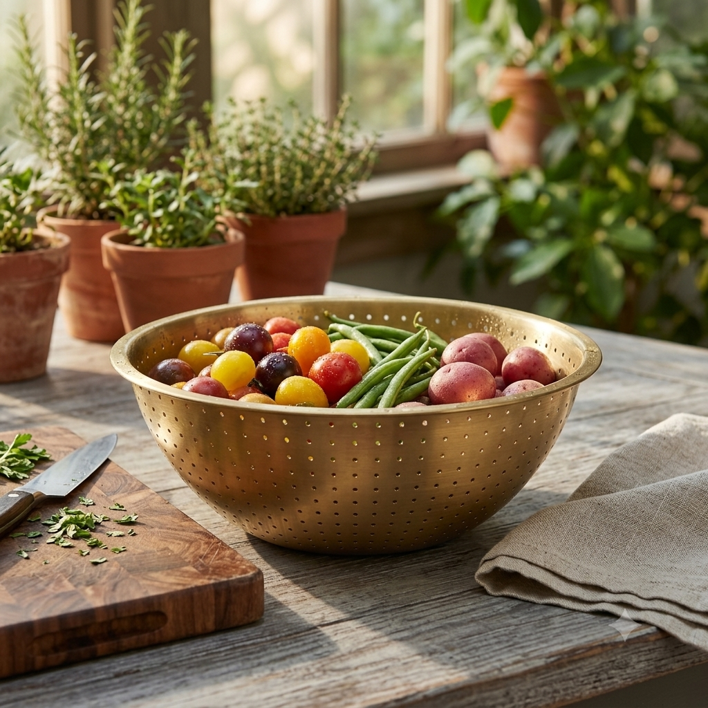 Luxury Gold Stainless Steel Perforated Colander Bowl