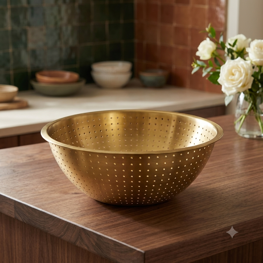 Luxury Gold Stainless Steel Perforated Colander Bowl
