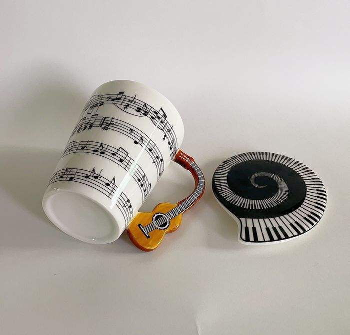 Creative Ceramic Guitar Handle Music Note Coffee Mug