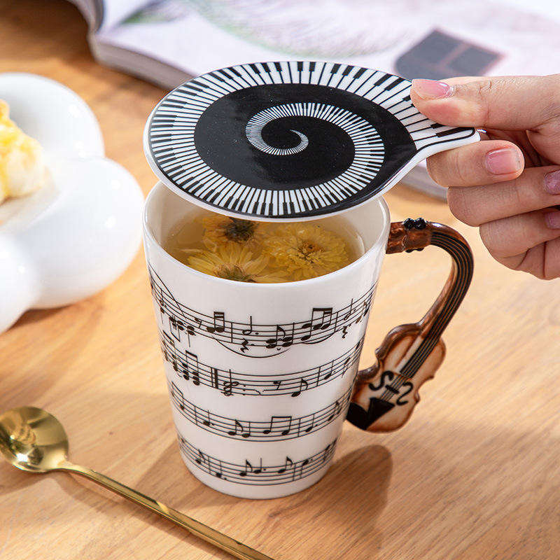 Creative Ceramic Guitar Handle Music Note Coffee Mug