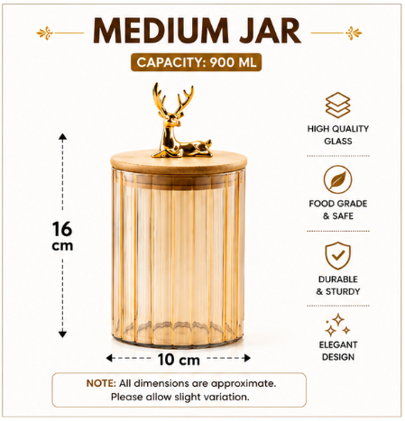 Premium Amber Glass Canister Jar (1pc)