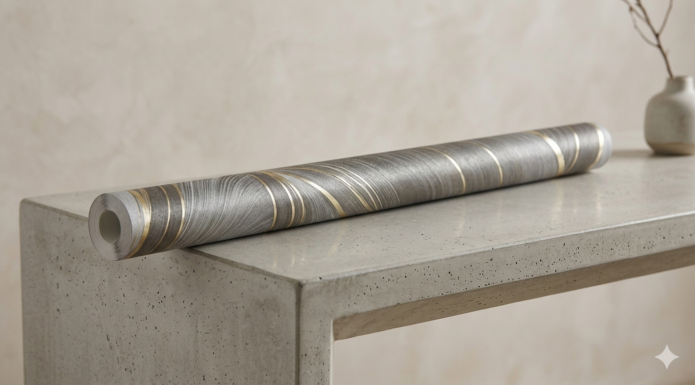 Luxury Metallic Gold and Gray Marble Textured Wallpaper