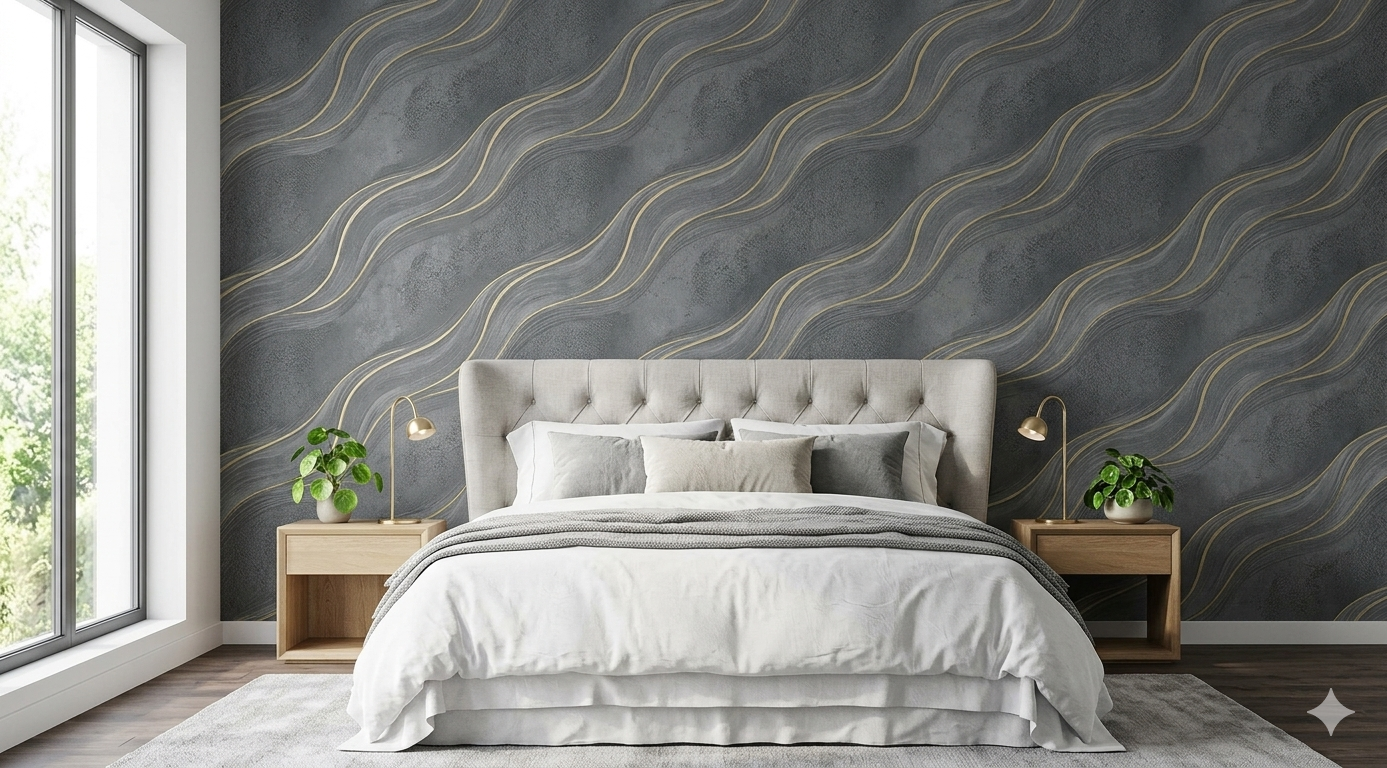 Luxury Metallic Gold and Gray Marble Textured Wallpaper