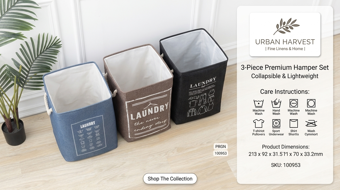 Premium Square Fabric Laundry Hamper Basket Organizer Bin