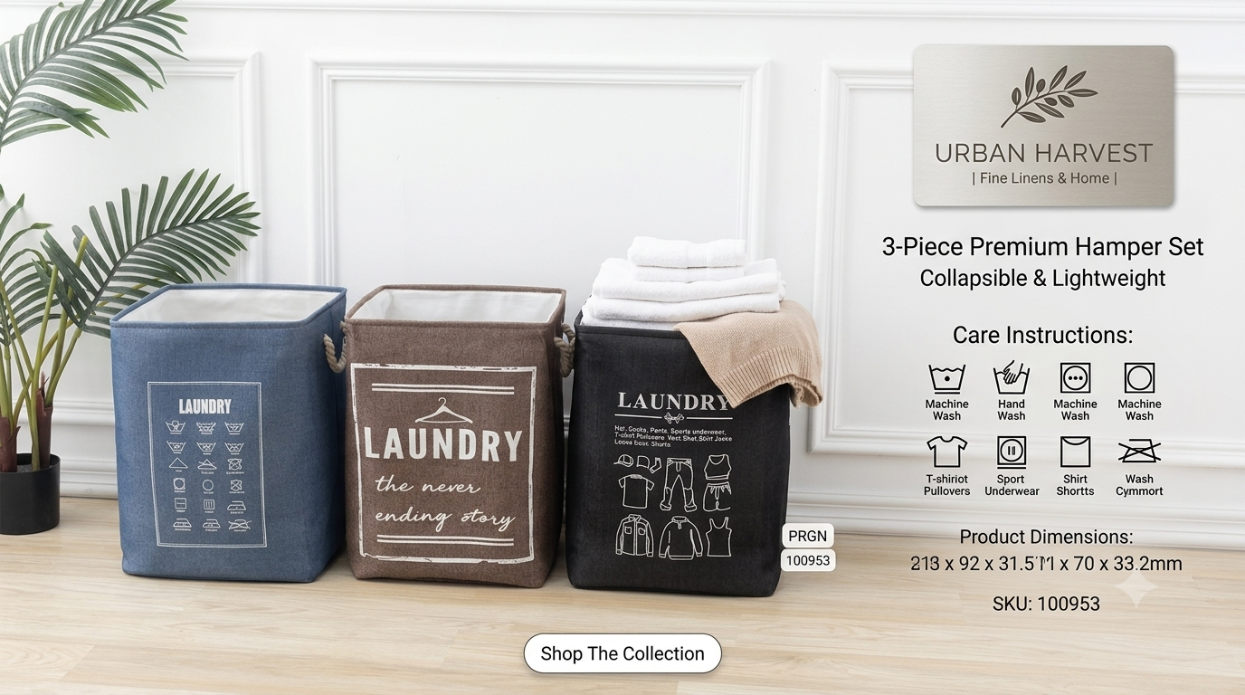 Premium Square Fabric Laundry Hamper Basket Organizer Bin