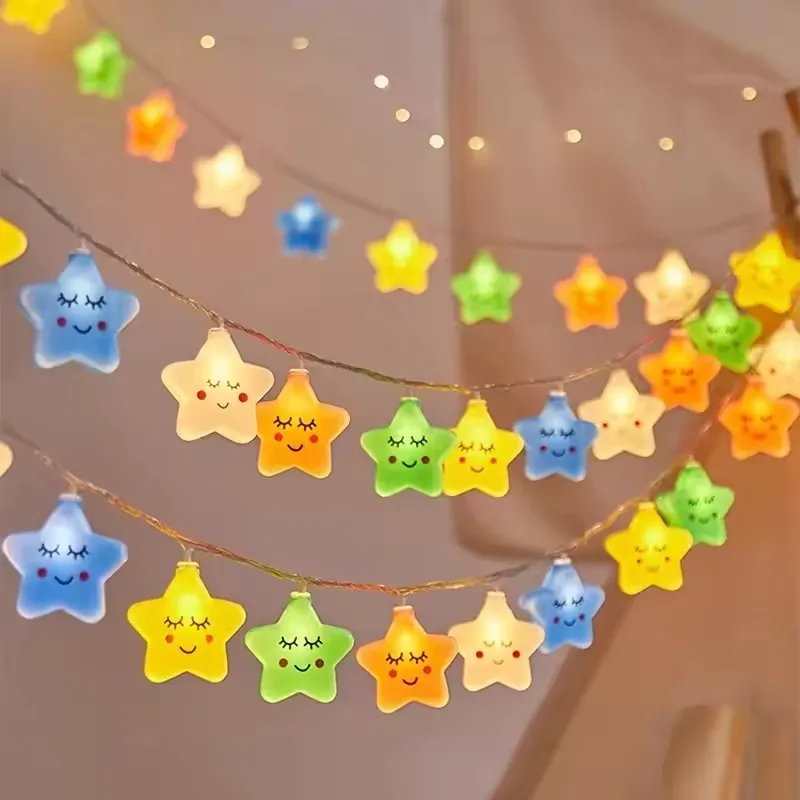 1.3 Meter Cute Smiling Star LED String Lights