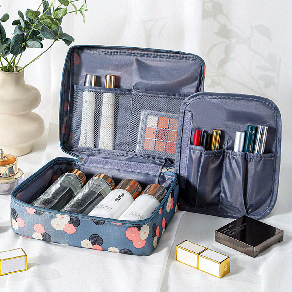 Large Capacity Floral Travel Makeup Organizer Bag