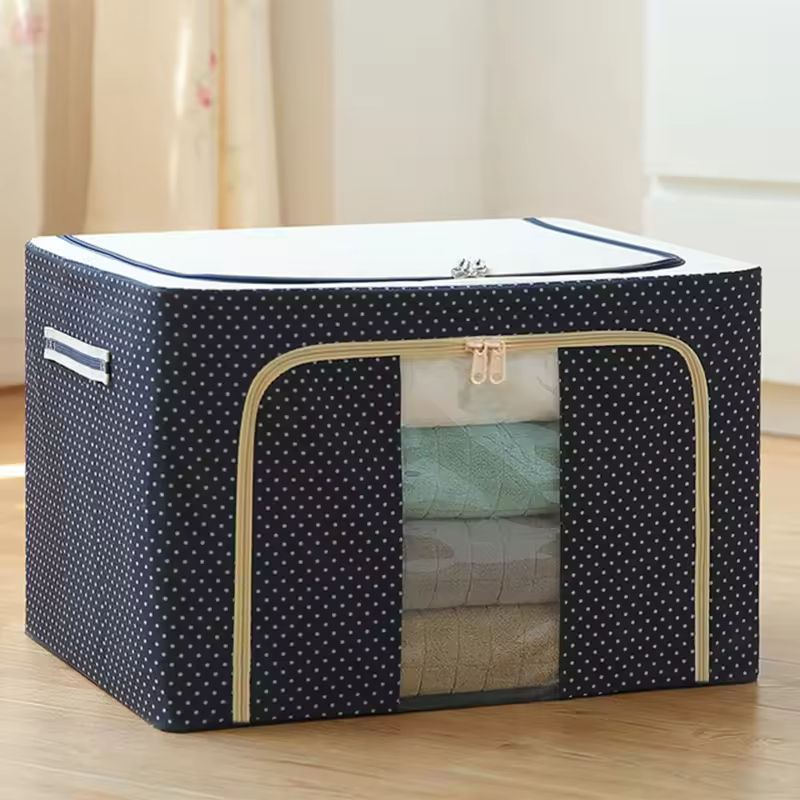 Premium Polka Dot Foldable Fabric Storage Organizer Box