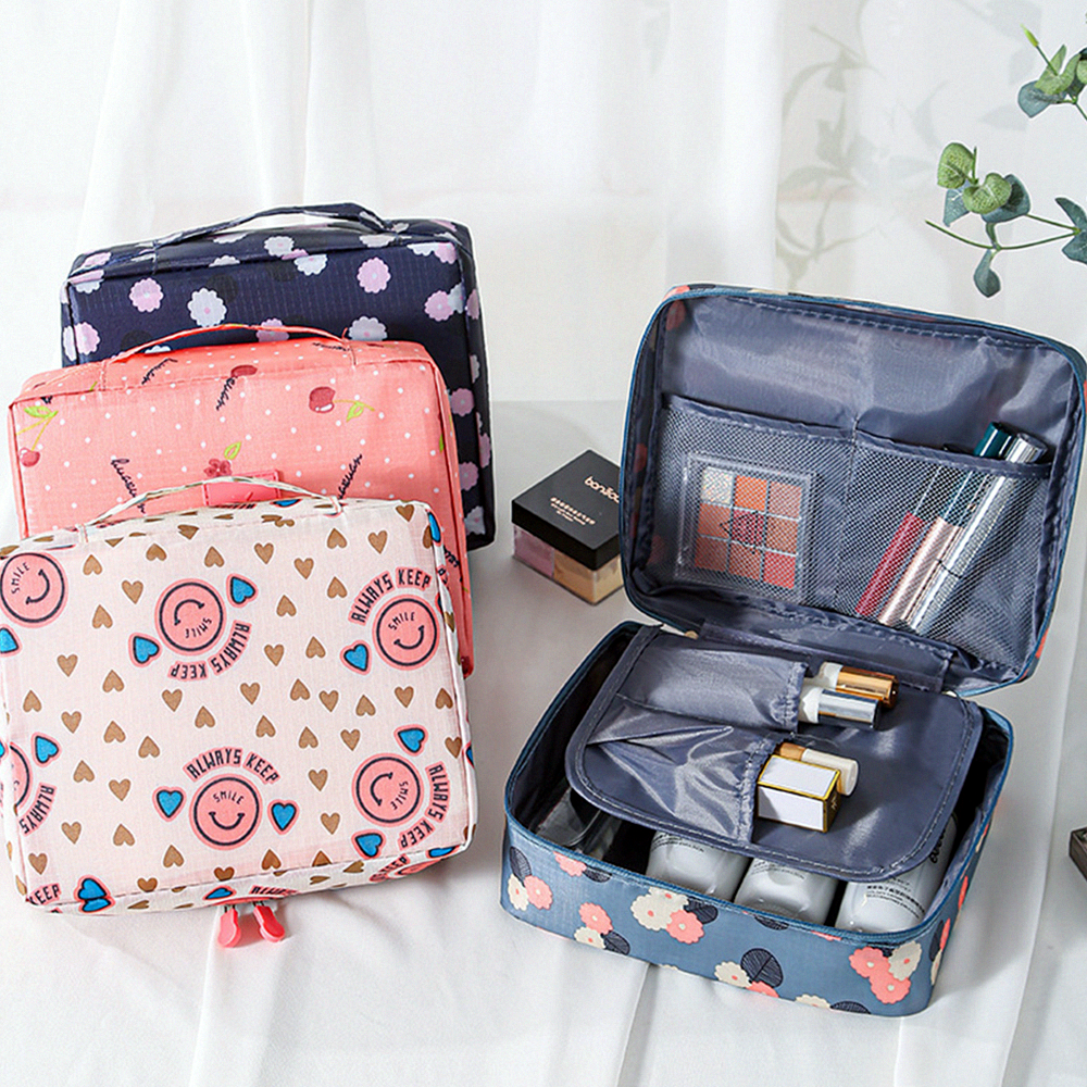 Large Capacity Floral Travel Makeup Organizer Bag