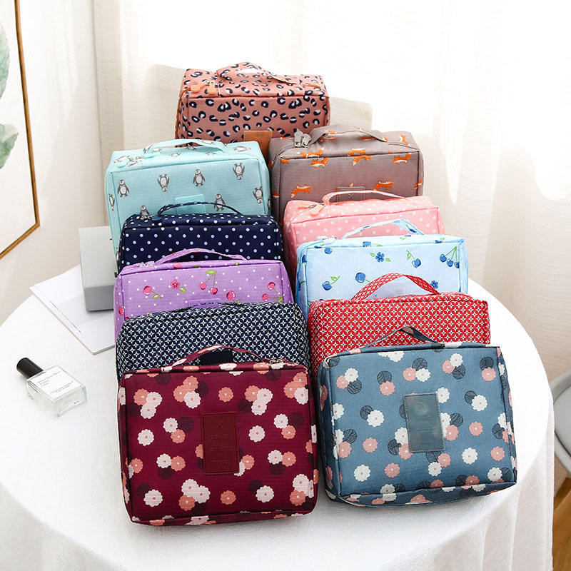 Large Capacity Floral Travel Makeup Organizer Bag
