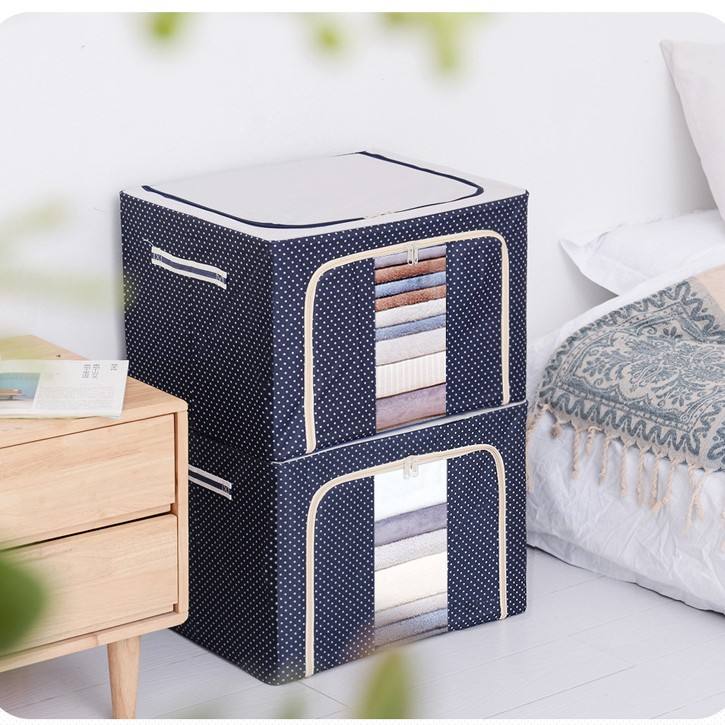 Premium Polka Dot Foldable Fabric Storage Organizer Box