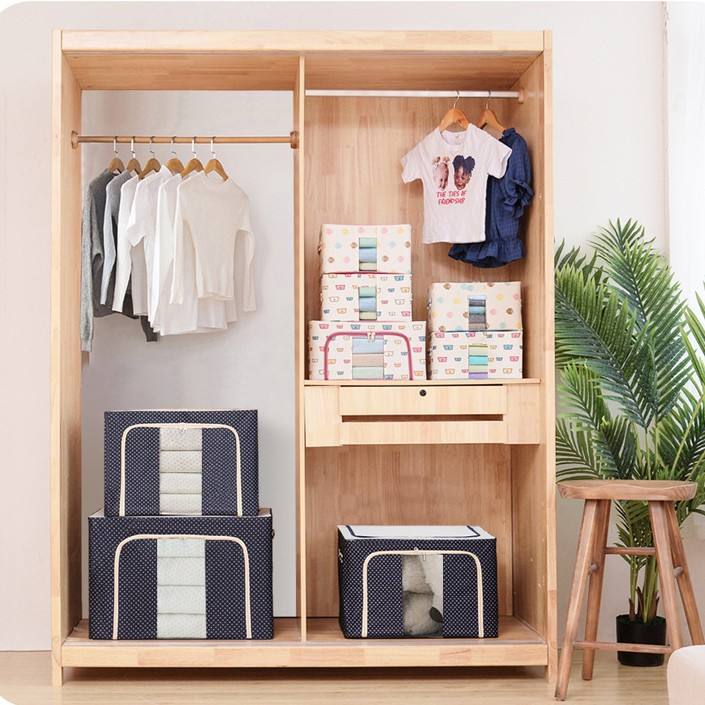Premium Polka Dot Foldable Fabric Storage Organizer Box