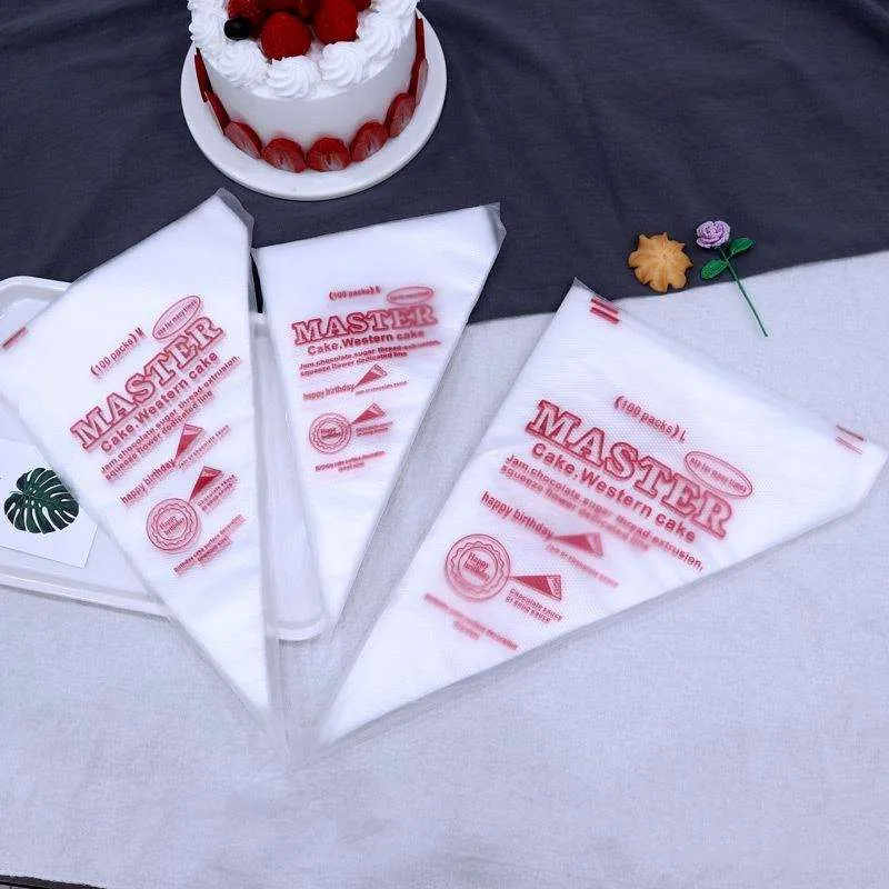 Premium 100 Pack Disposable Pastry Piping Bags For Cake Decorating