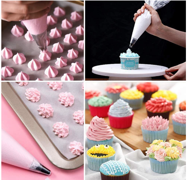 Premium 100 Pack Disposable Pastry Piping Bags For Cake Decorating
