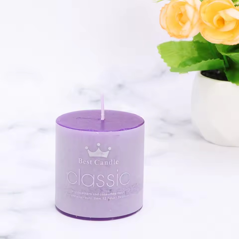 Premium Smokeless 12 Hour Purple Pillar Candle