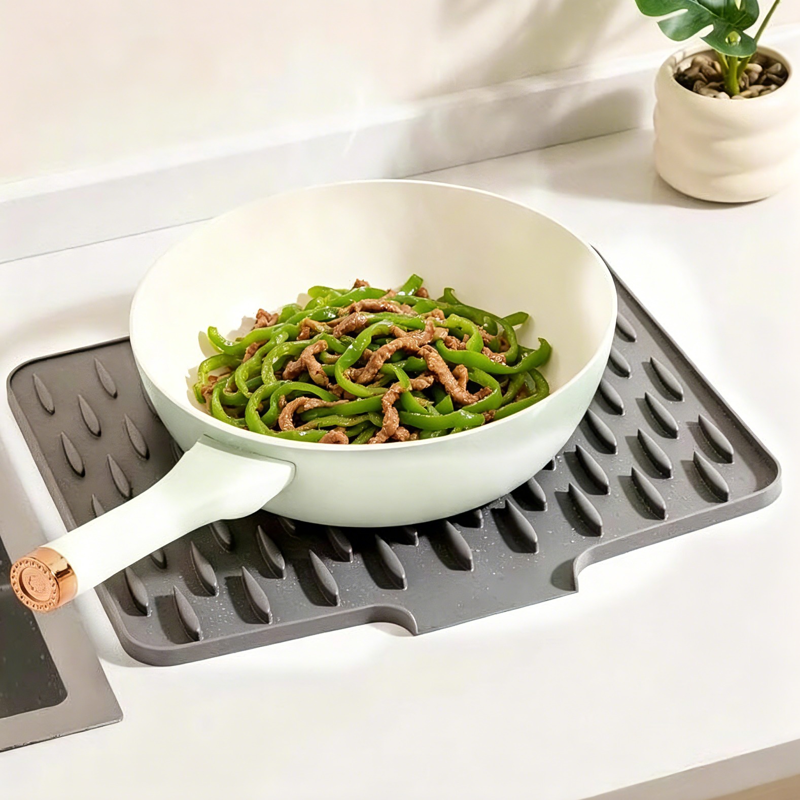Self Draining Silicone Dish Drying Mat For Sink