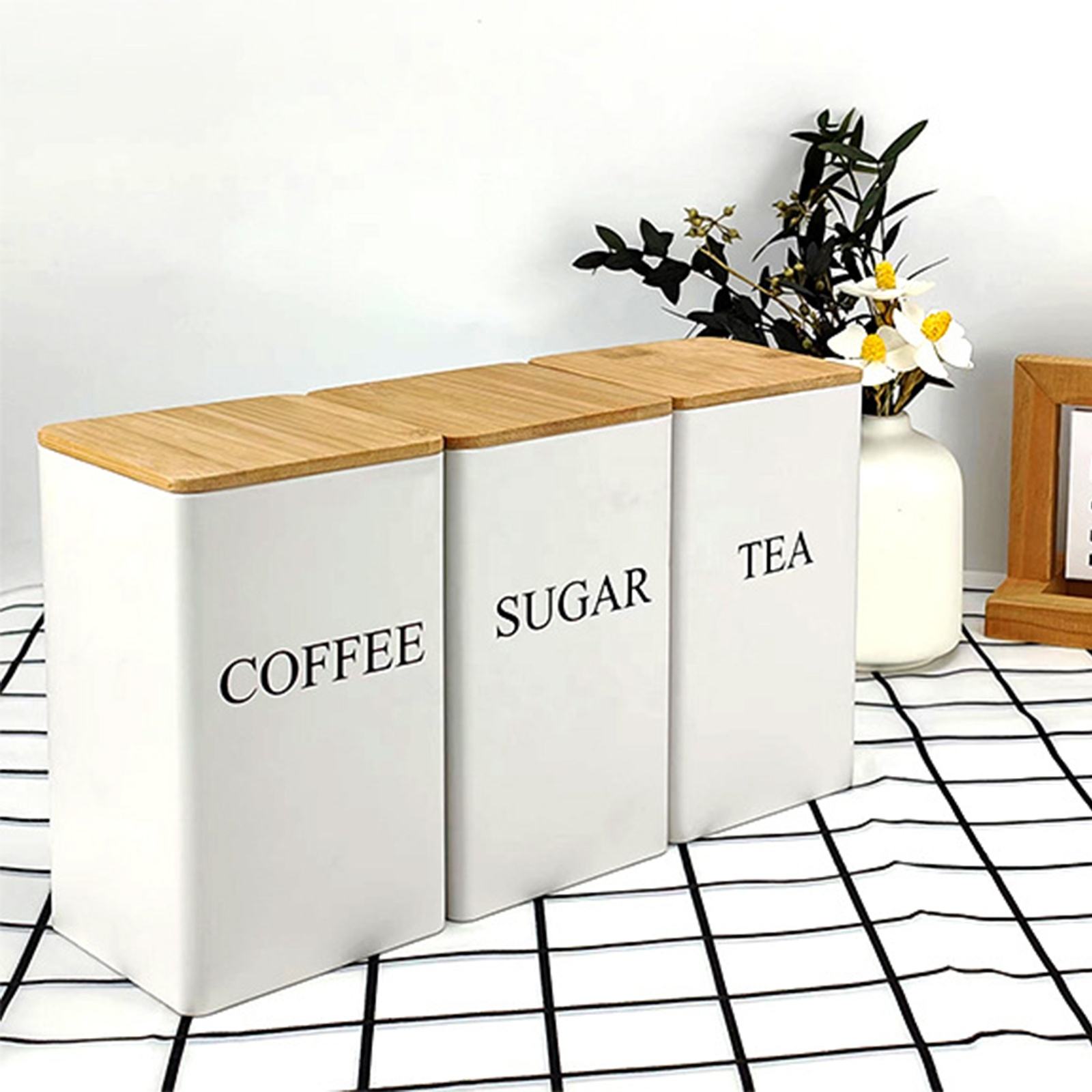 Elegant Metal Kitchen Canister Sets With Bamboo Lids