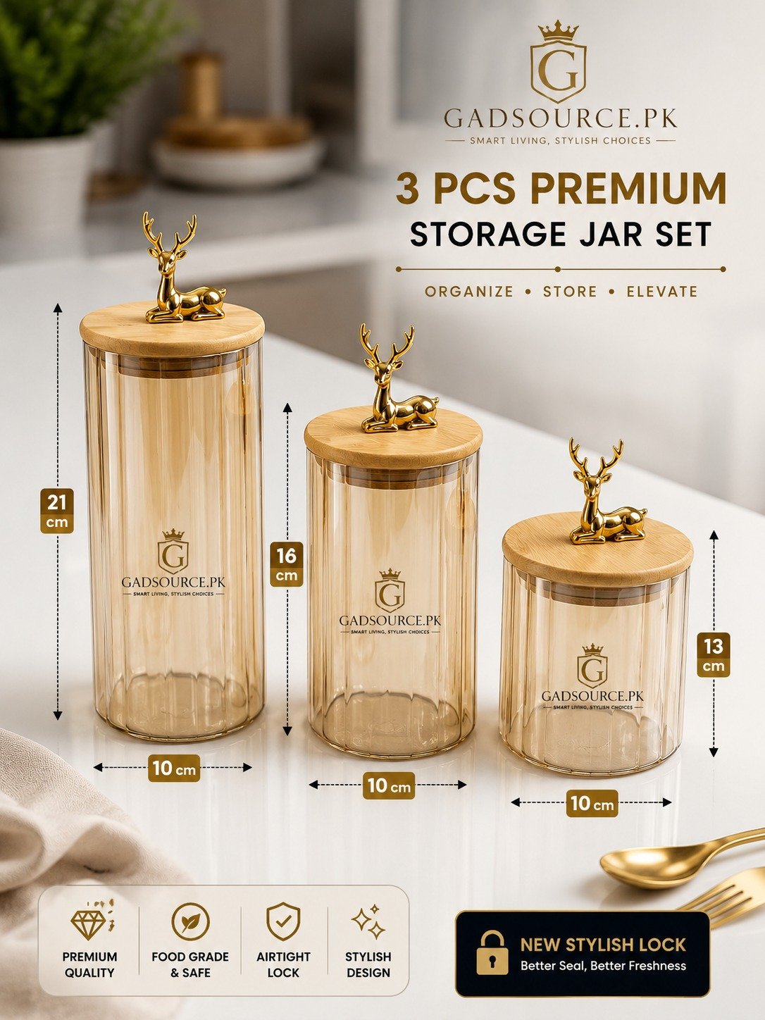 Premium Amber Glass Canister Jar (1pc)