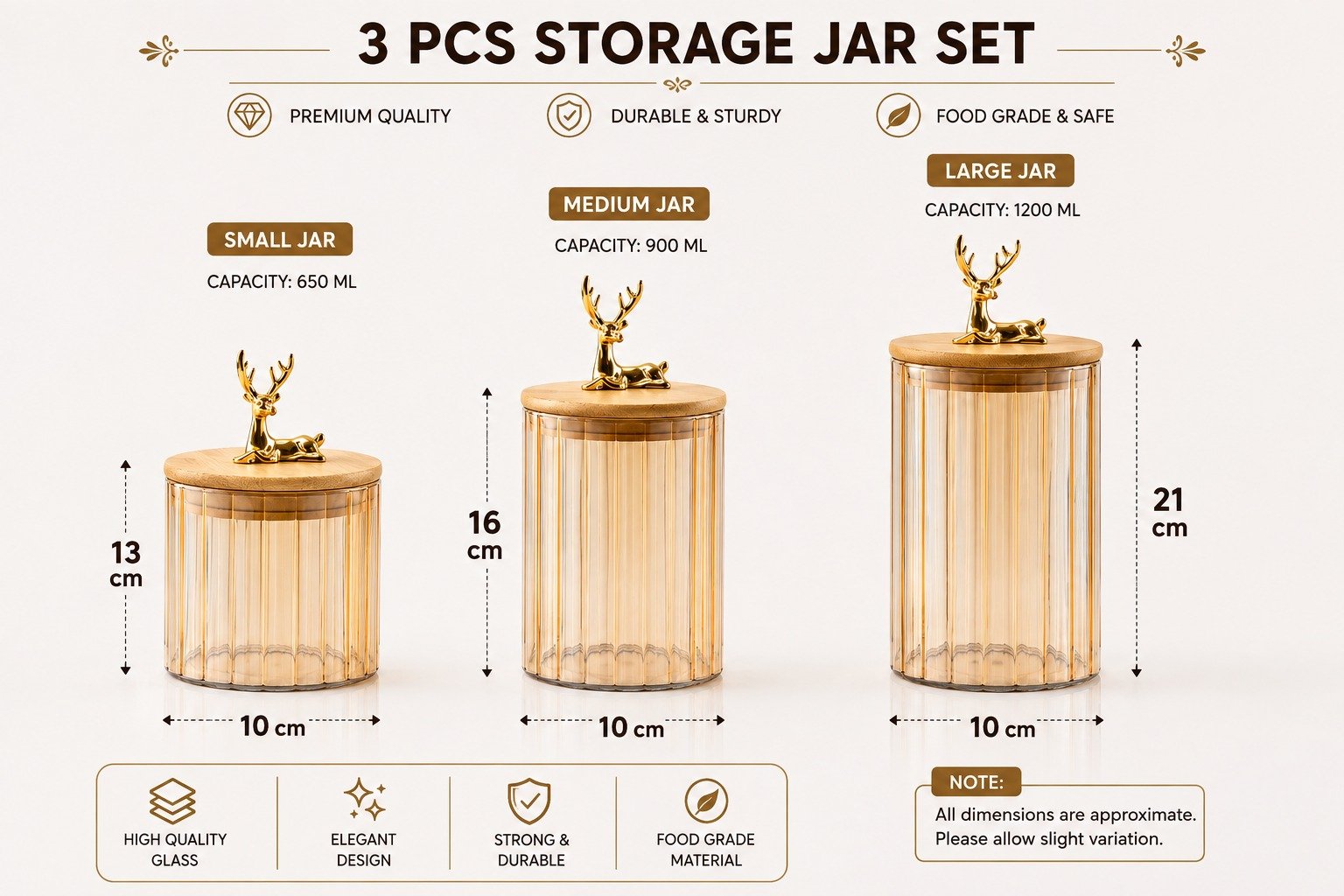 Premium Amber Glass Canister Jar (1pc)